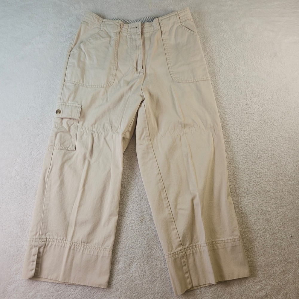 Duck Head Khaki Tan Cotton Cargo Cropped Pants Womens 10 Straight Leg Utility